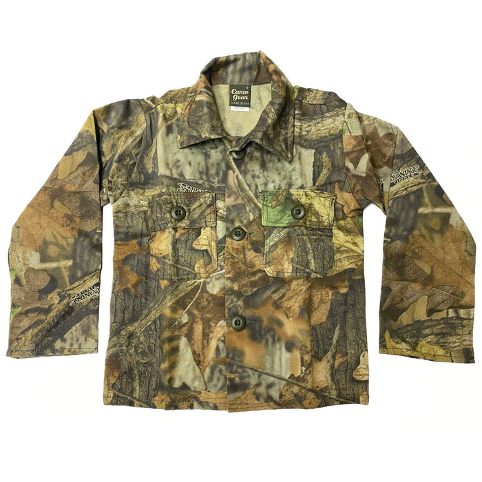 Youth Hunting Camo Two Pocket Button Down Jacket - Realistic Camouflage Jacket for Children or Teens