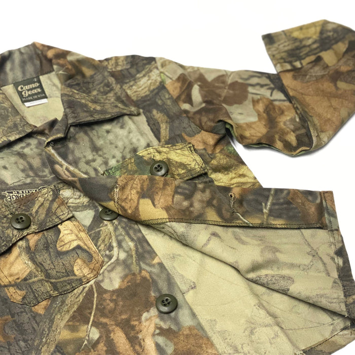 Youth Hunting Camo Two Pocket Button Down Jacket - Realistic Camouflage Jacket for Children or Teens