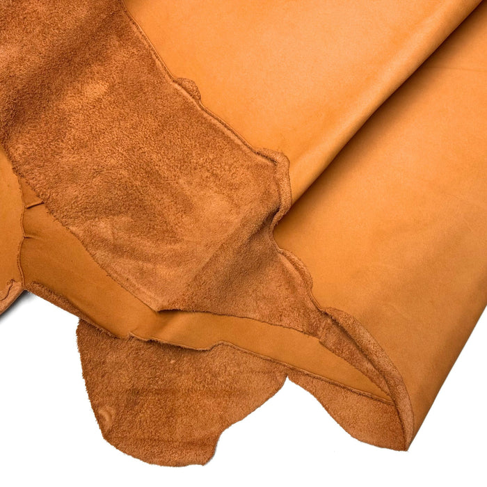Burnt Orange Upholstery Leather - Large Full Hides - Extra Large Full Hides - Cowhide Die Cut Squares