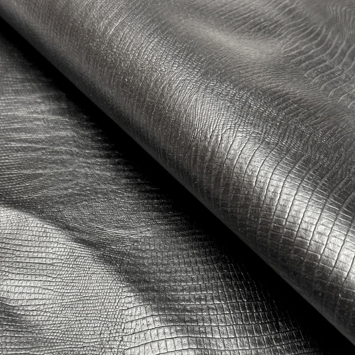 Lizard Print Black Lining Leather Hide - 2 oz Cowhide Split - 8-13 Square Feet