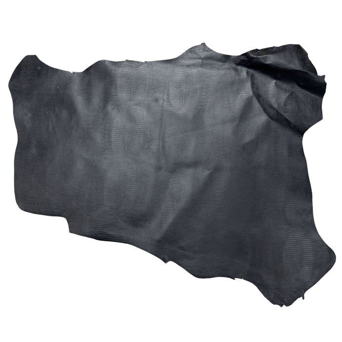 Lizard Print Black Lining Leather Hide - 2 oz Cowhide Split - 8-13 Square Feet
