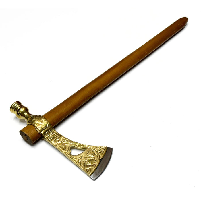 Engraved Brass Tomahawk Smoking Pipe