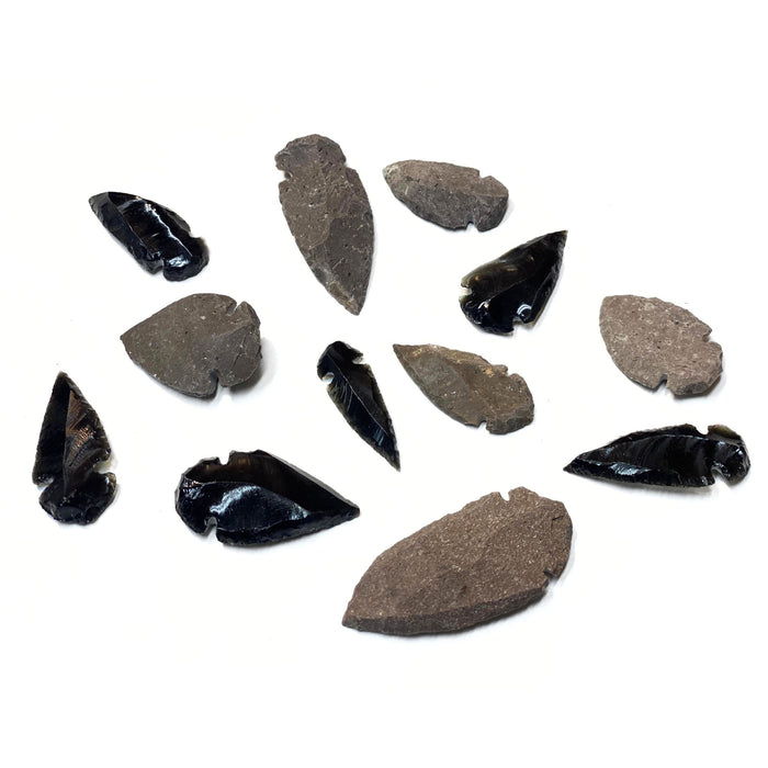 Economy Grade Arrowheads - Obsidian & Stone Assorted Arrowheads