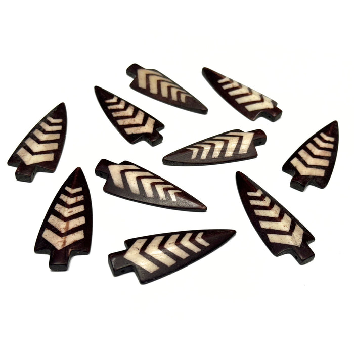 Bone Arrowheads - Native Craft Supplies - White - Black