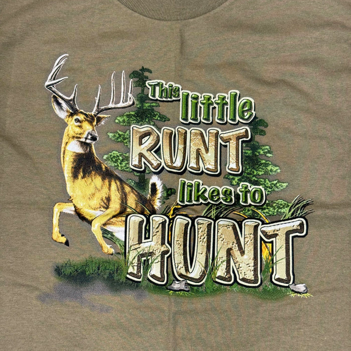 "This Little Runt Likes To Hunt" Little Hunter T-shirt - Youth S - Youth XS