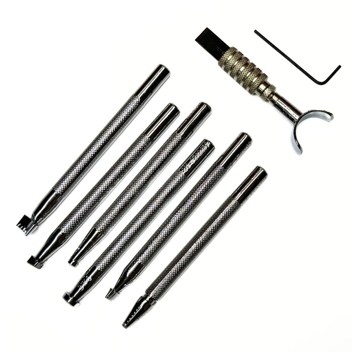 Basic Leather Craft Tooling Set - Set of 6 Carving Tools, 1 Swivel Knife, and Instructional Guide