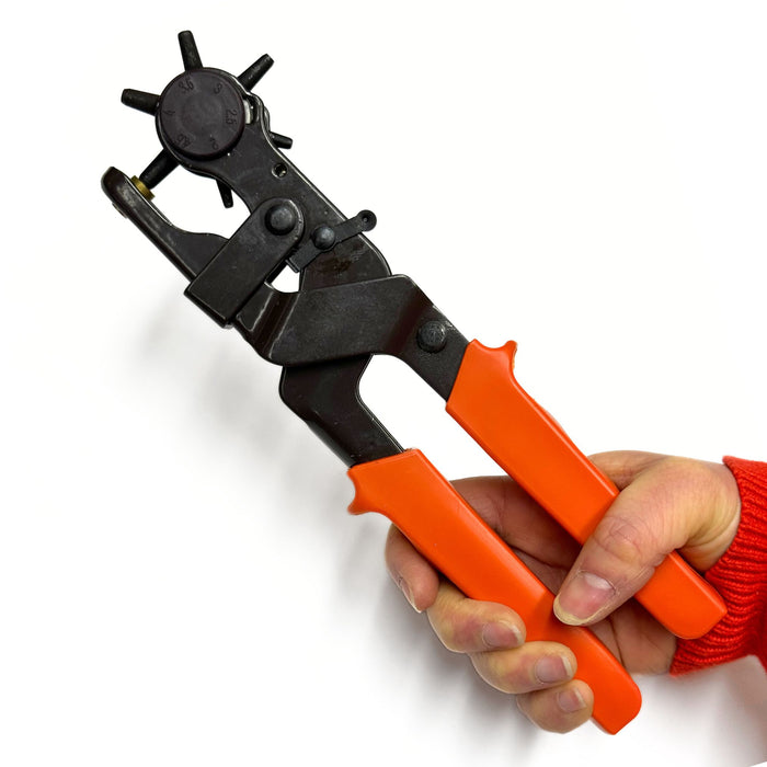 Heavy-Duty Revolving Leather Punch Plier - 6 Tube Leather Hole Cutter