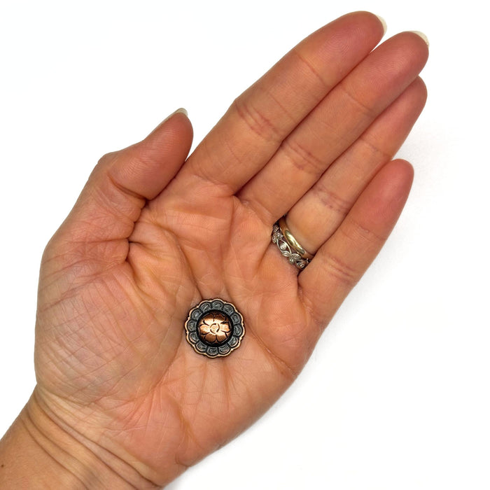 4 Pack Copper Flower Screw Back Conchos - 3/4"