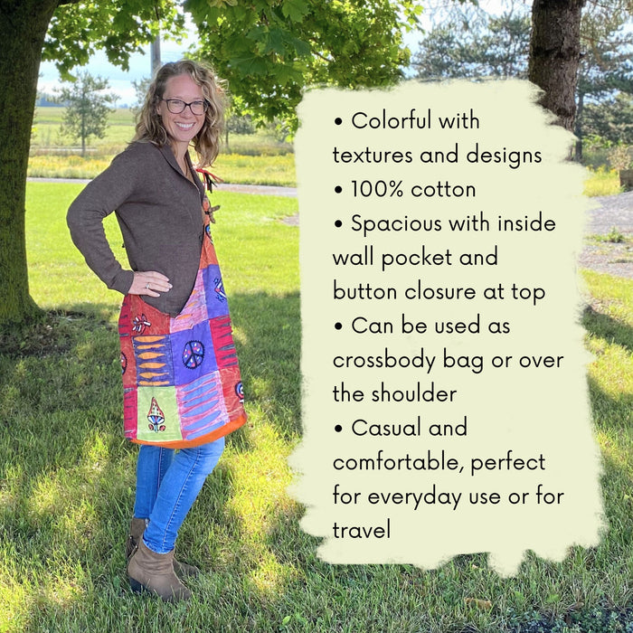 Hippie Nepal Bags - Casual Purses & Backpacks - 100% Cotton Colorful Cloth Bags