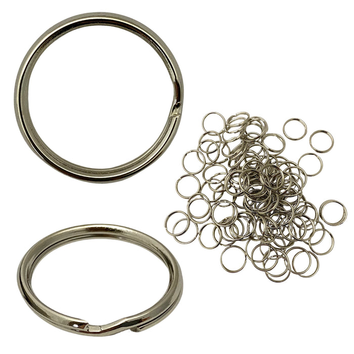 1" Nickel Finish Split Rings - 100 Pack of Key Rings