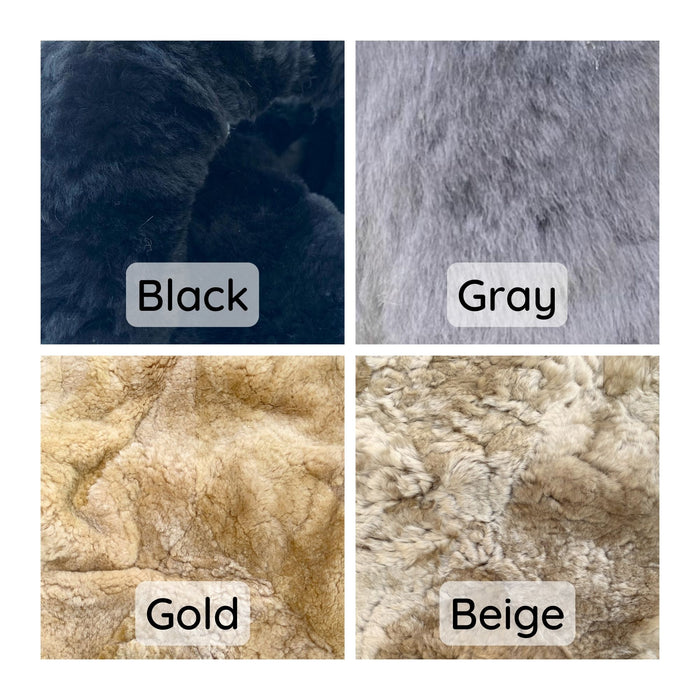 Sheepskin Steering Wheel Cover with Elastic Fitting - Car Accessory in Gray or Beige