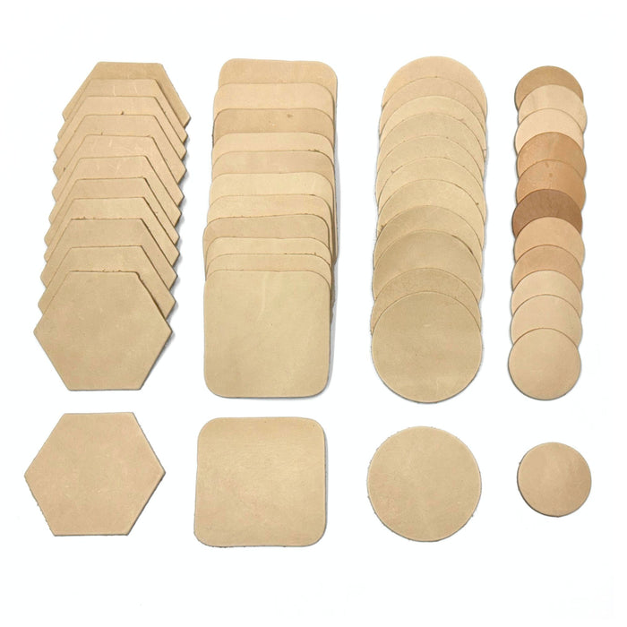 Genuine Leather Coasters - 7-9 oz Oak Leather - Can Be Personalized