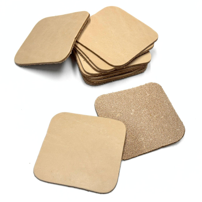Genuine Leather Coasters - 7-9 oz Oak Leather - Can Be Personalized