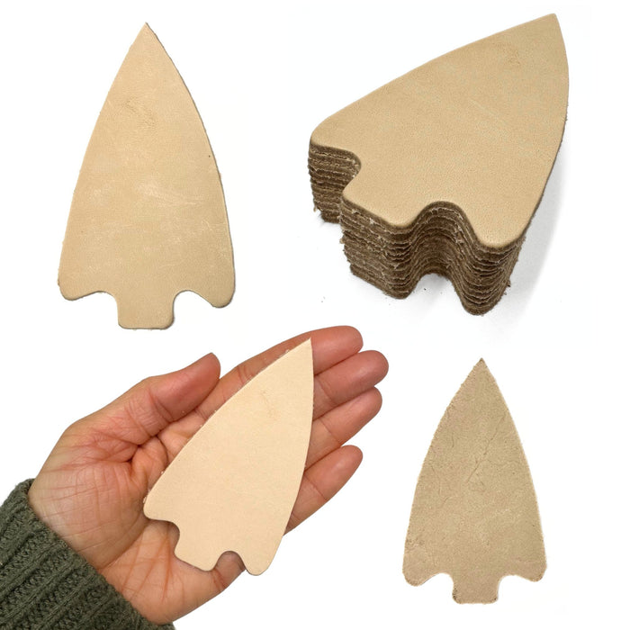 Oak Leather Tooling Shapes for Crafts - Arrowhead - Badge - Cross - Heart - Rectangle - 12 Pack