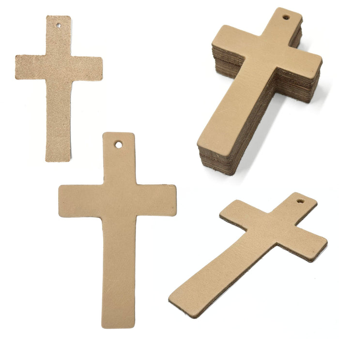 Oak Leather Tooling Shapes for Crafts - Arrowhead - Badge - Cross - Heart - Rectangle - 12 Pack