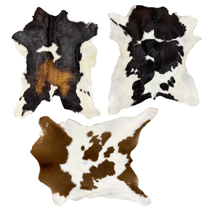 Hair on Hide Calf Leather Hides - Black & White - Brown & White - Tricolor - Calfskin Rugs