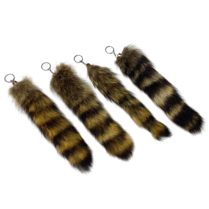 Authentic Raccoon Tail with Keychain - Genuine Fur Tails for Crafts and Costumes