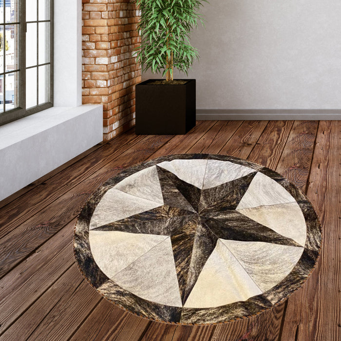 Hair on cowhide Accent Rug 5' Diameter