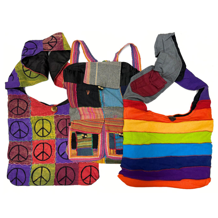 Hippie Nepal Bags - Casual Purses & Backpacks - 100% Cotton Colorful Cloth Bags