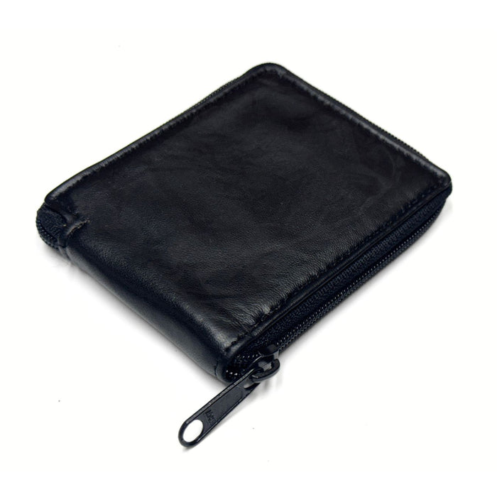 Black Leather Zipper Men's Wallet