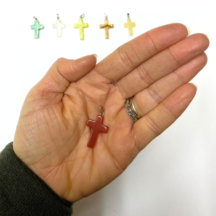 Stone Cross Necklace Pendant - Six Pack - Large - Small - Religious Christian Jewelry