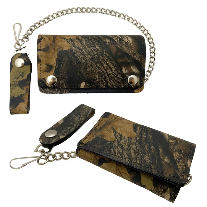 Camouflage Trucker Wallets with Chain - Trifold or Snap Closure