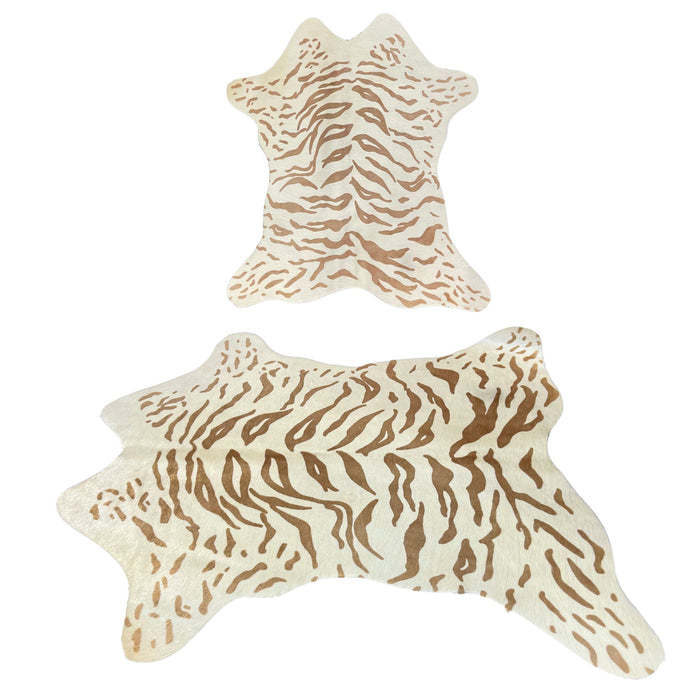 Mini Cowhides - Baby Zoo Rugs - Zebra, Snow Tiger, or Axis Deer - Printed Cowhide Cutout
