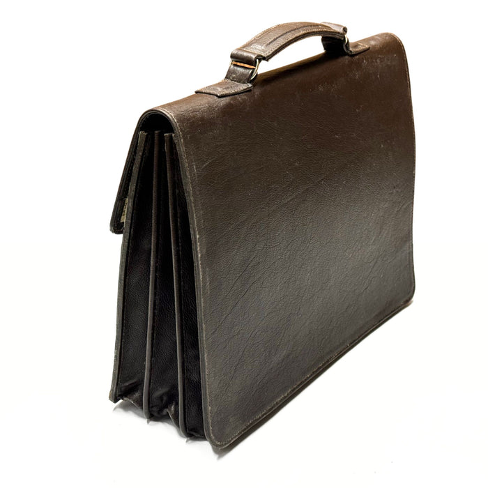 South African Cowhide Hair On Leather Briefcase - Unique Leather Laptop Bag - Expandable Document Carrier - Top Handle Book Bag