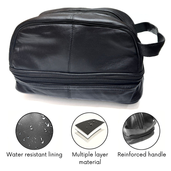 Sheep Leather Dopp Kit with Zipper Bottom Organizer