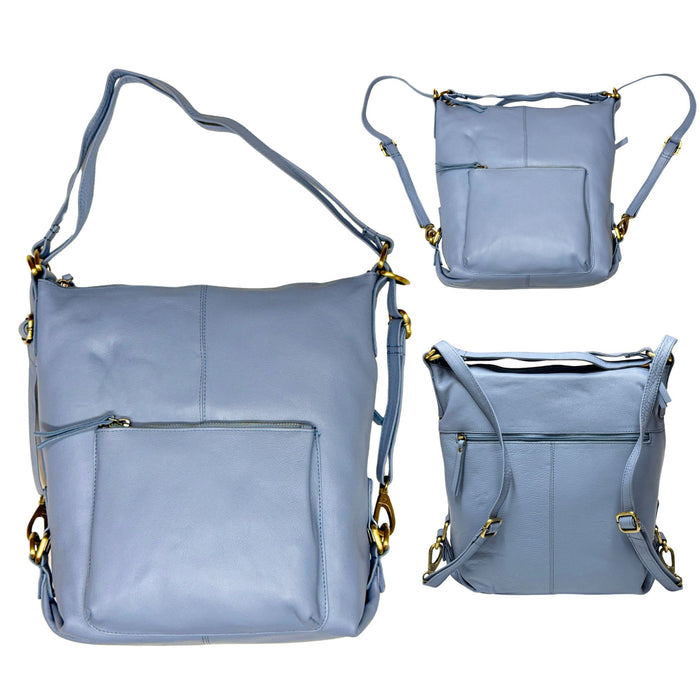 2 Way Convertible Leather Handbag & Backpack - Black, Brown, Yellow, Pink, Purple, Blue