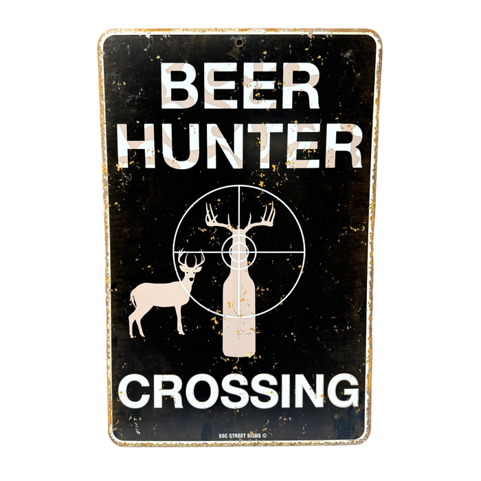 Hunting Themed Road Sign Decorations - Humorous Funny Metal Signs for Sportsmen