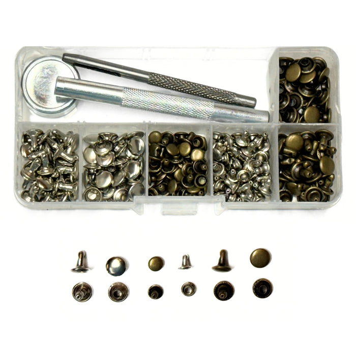 120 Piece Rivet Set with Hole Punch, Rivet Setter, and Storage Case