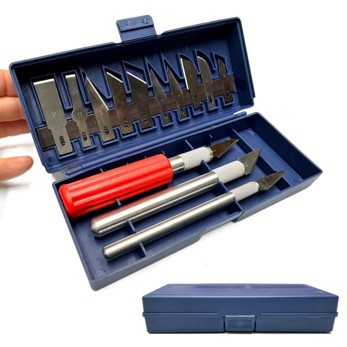 16 Piece Hobby Craft Utility Xacto Knife Set with Storage Case