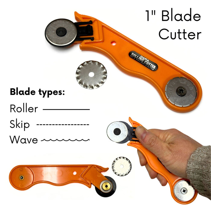 Rotary Cutter - 1" Blade - 1.75" Blade - Roller Cutters for Cutting Multi-Layers of Fabric, Leather, Paper, and Vinyl