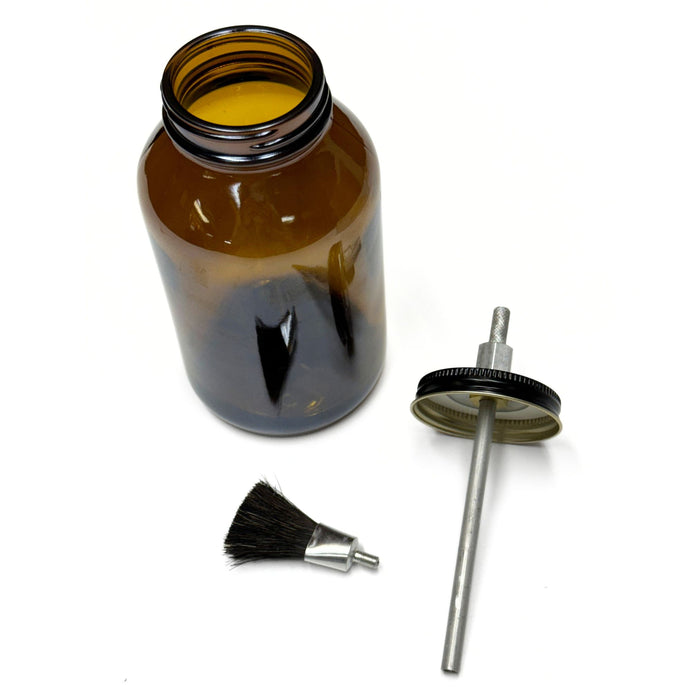 Amber Glass Cement Dispenser - Glass Glue Pot with Brush