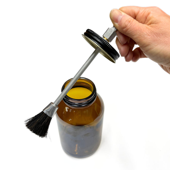 Amber Glass Cement Dispenser - Glass Glue Pot with Brush