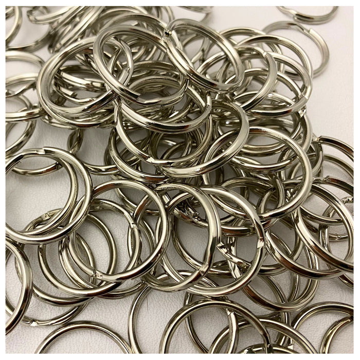 1" Nickel Finish Split Rings - 100 Pack of Key Rings