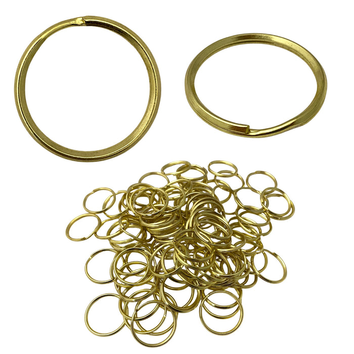 1.5" Gilt Finish Split Rings - Pack of 100 Key Rings