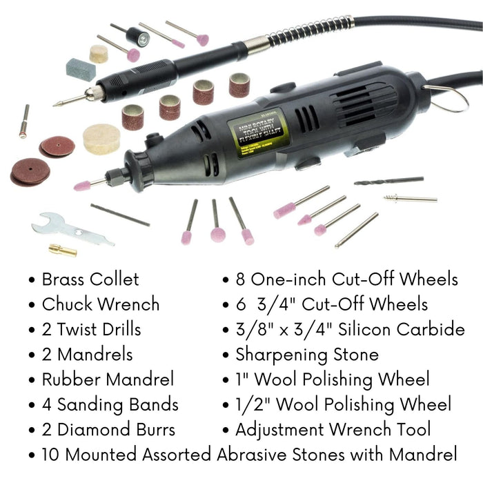 40 Piece Rotary Tool Set - 110V Handheld Rotary Tool with Flexible Shaft
