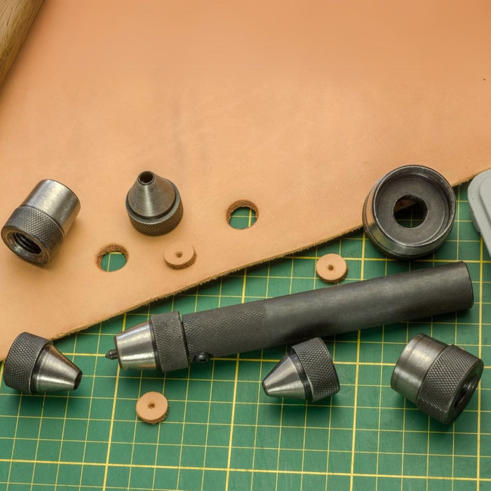 XL Drive Punch Set - Center Punch & Leather Cutter Tools - 10 Piece Set