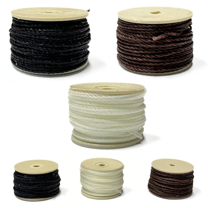 Extra Awl Thread - 12.5 Yards Waxed Nylon Thread Reel - Black, Brown, White