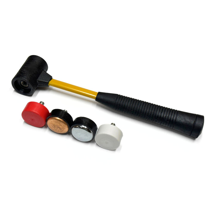 Rubber Mallet with 4 Interchangeable Heads - Steel, Brass, Nylon, Plastic