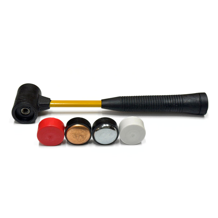 Rubber Mallet with 4 Interchangeable Heads - Steel, Brass, Nylon, Plastic
