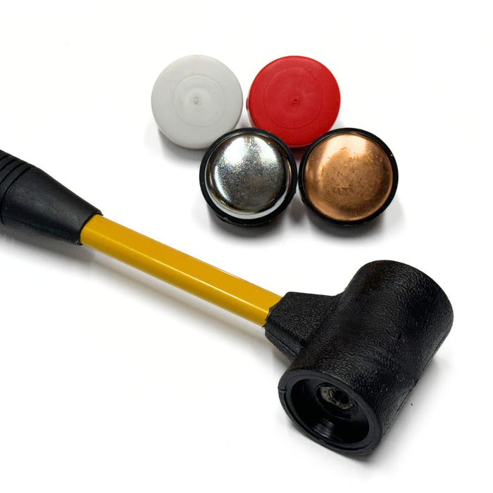 Rubber Mallet with 4 Interchangeable Heads - Steel, Brass, Nylon, Plastic