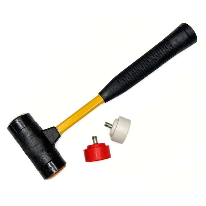 Rubber Mallet with 4 Interchangeable Heads - Steel, Brass, Nylon, Plastic