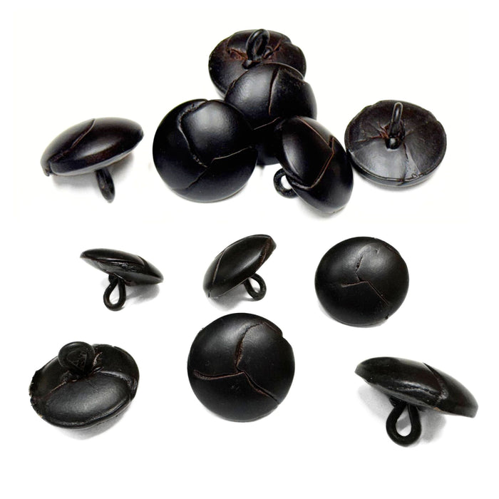 Genuine Vintage Leather Buttons - Black - Brown - Dark Brown - 6 Pack
