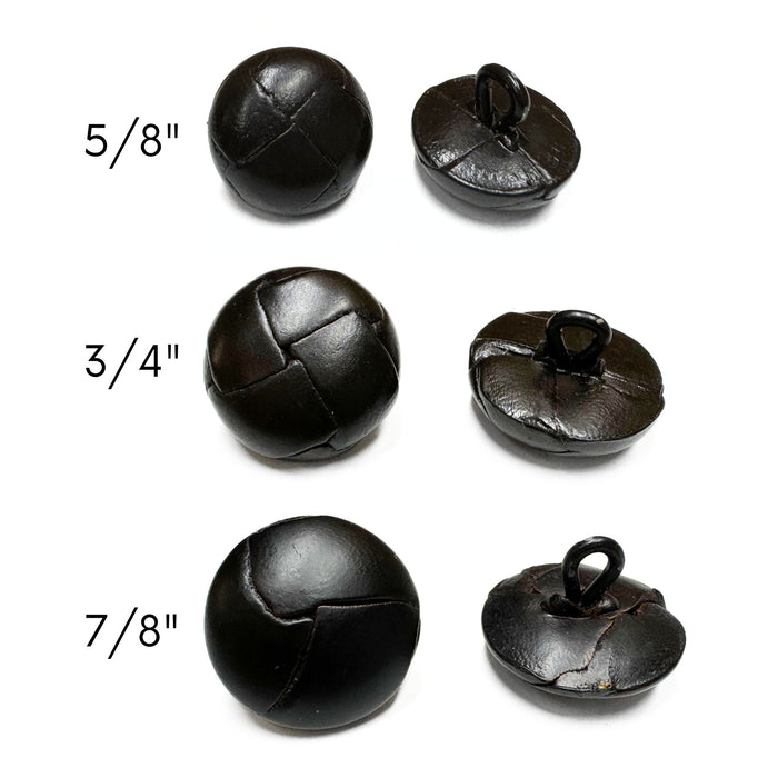 Genuine Vintage Leather Buttons - Black - Brown - Dark Brown - 6 Pack