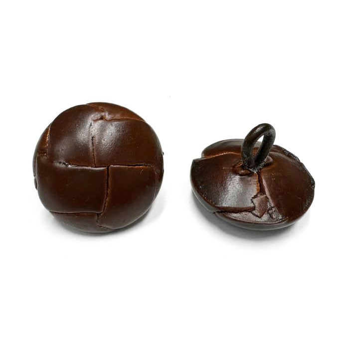 Genuine Vintage Leather Buttons - Black - Brown - Dark Brown - 6 Pack