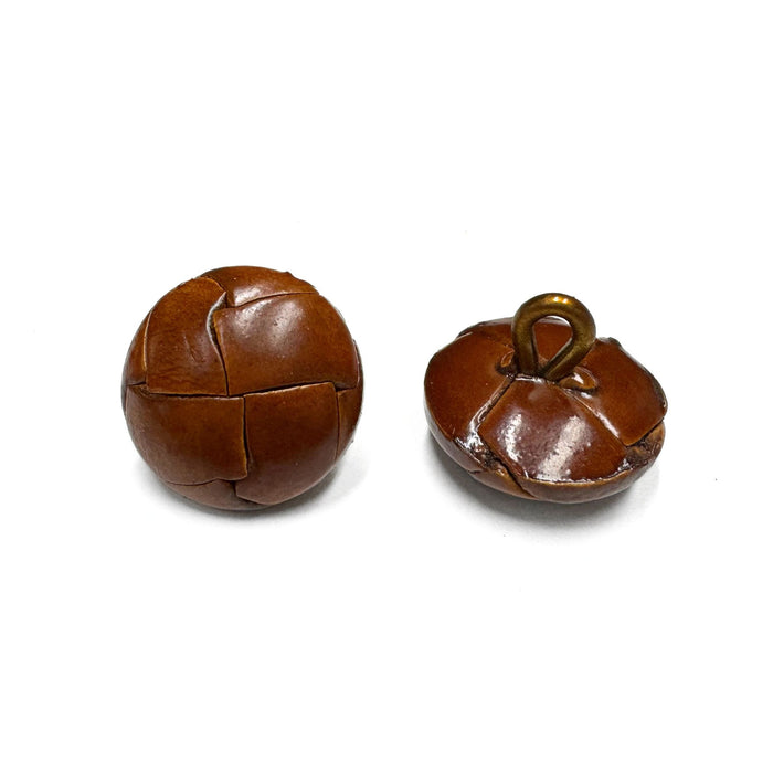 Genuine Vintage Leather Buttons - Black - Brown - Dark Brown - 6 Pack