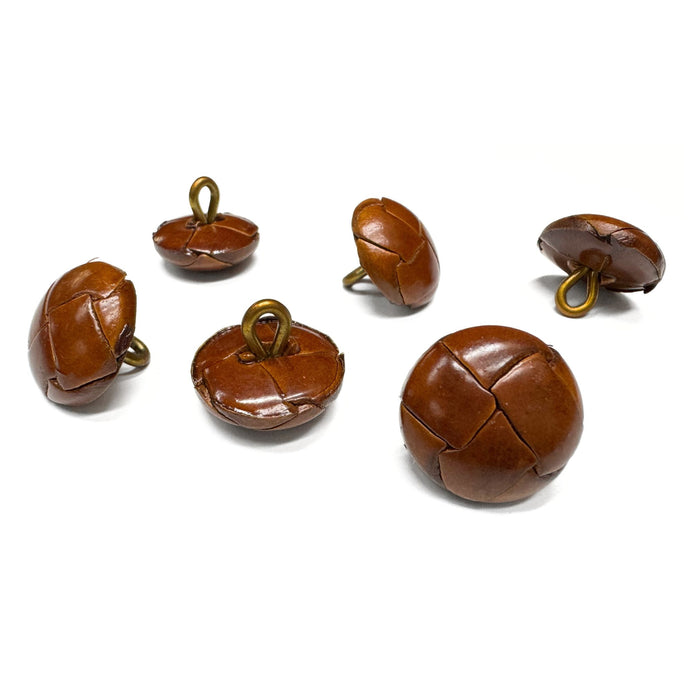 Genuine Vintage Leather Buttons - Black - Brown - Dark Brown - 6 Pack